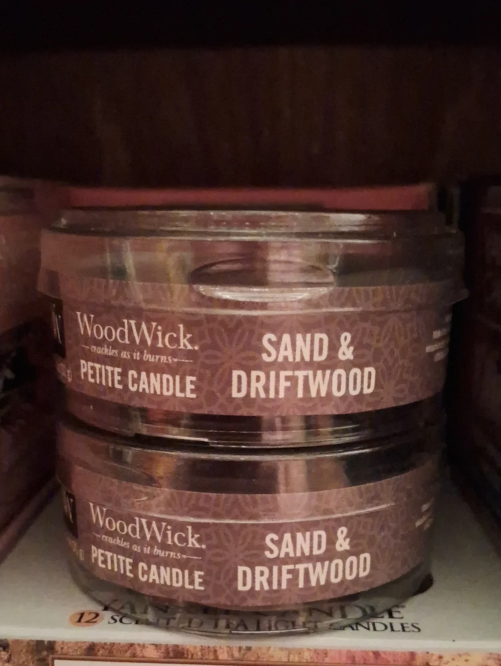 2 Woodwick Sand & Driftwood Petite Candle - Brown Pattern